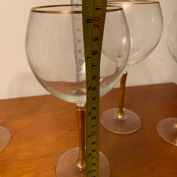 Vintage 16 oz Water/Wine Goblets Gold stem set/5 - Picture 6 of 7